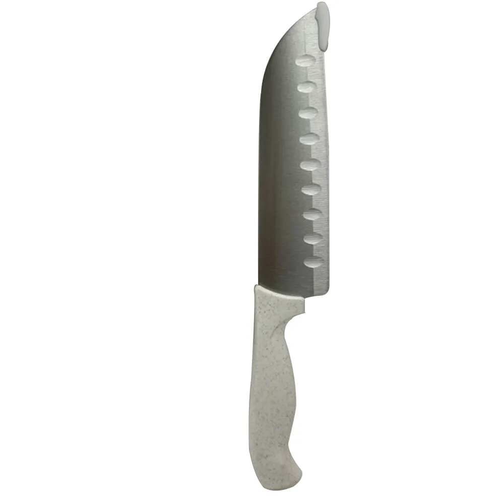 1 Santoku Knife Granton Edge Razor Sharp 7Inch Wheat Fiber Handle Chop Slice Cut