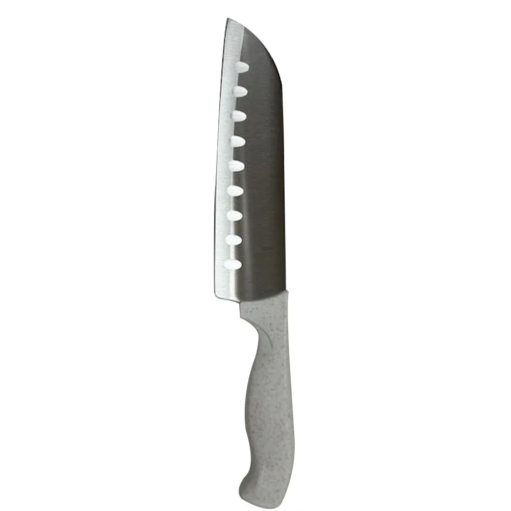 1 Santoku Knife Granton Edge Razor Sharp 7Inch Wheat Fiber Handle Chop Slice Cut
