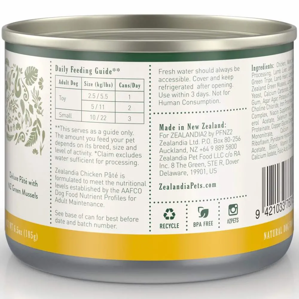 15% OFF: Zealandia Free Range Chicken Canned Dog Food 185g
