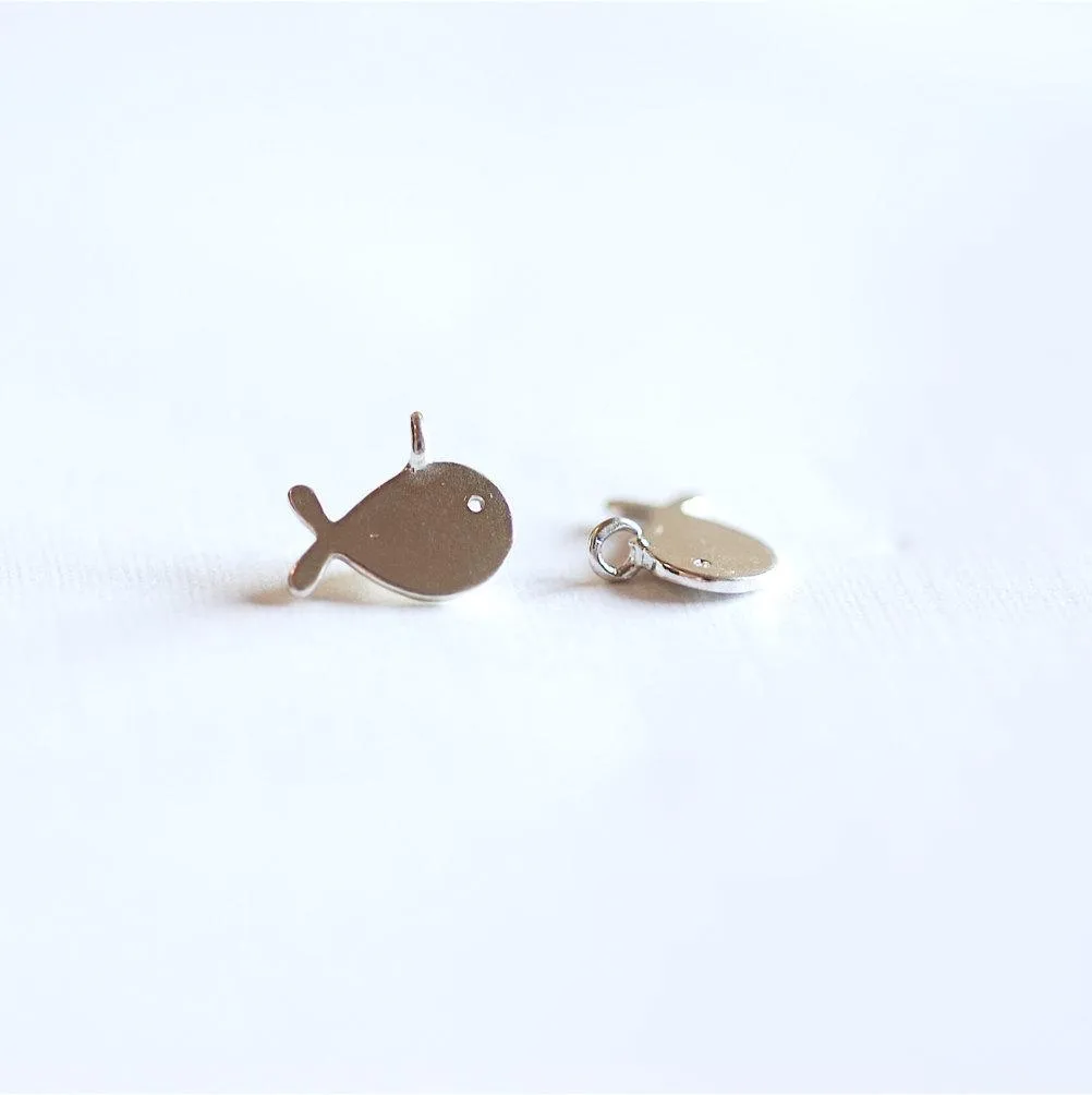 925 Sterling Wholesale Silver Small Fish Charm- Sterling Silver School of Fish Charm, Silver Sea Fish Charm, Gold Fish Charm, Ocean Fish, beads, 271