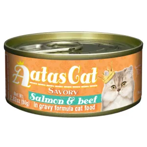 Aatas Cat Savory Salmon & Beef in Gravy Canned Cat Food 80g