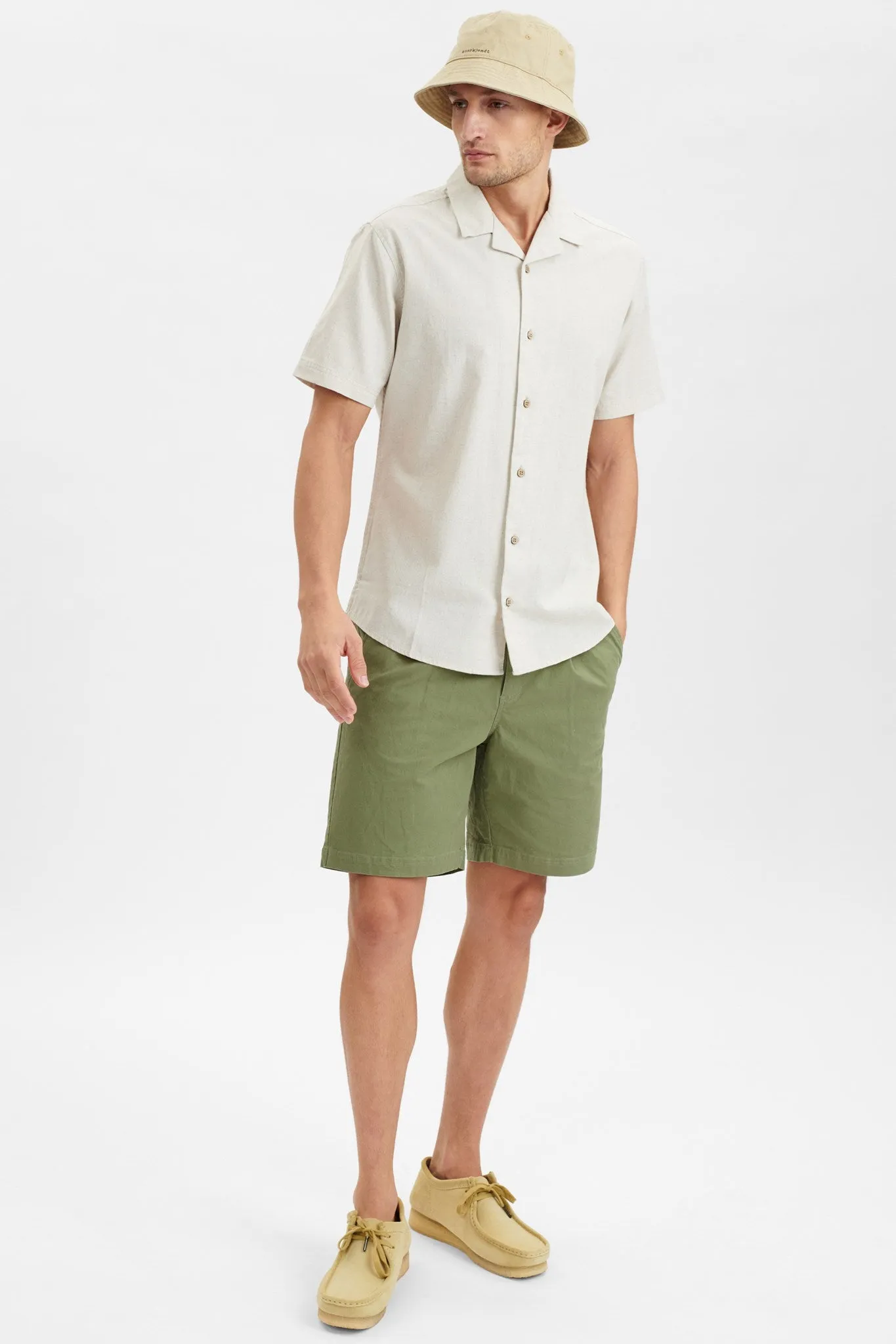 AKLEO COT/LINEN SS SHIRT - Brown Rice