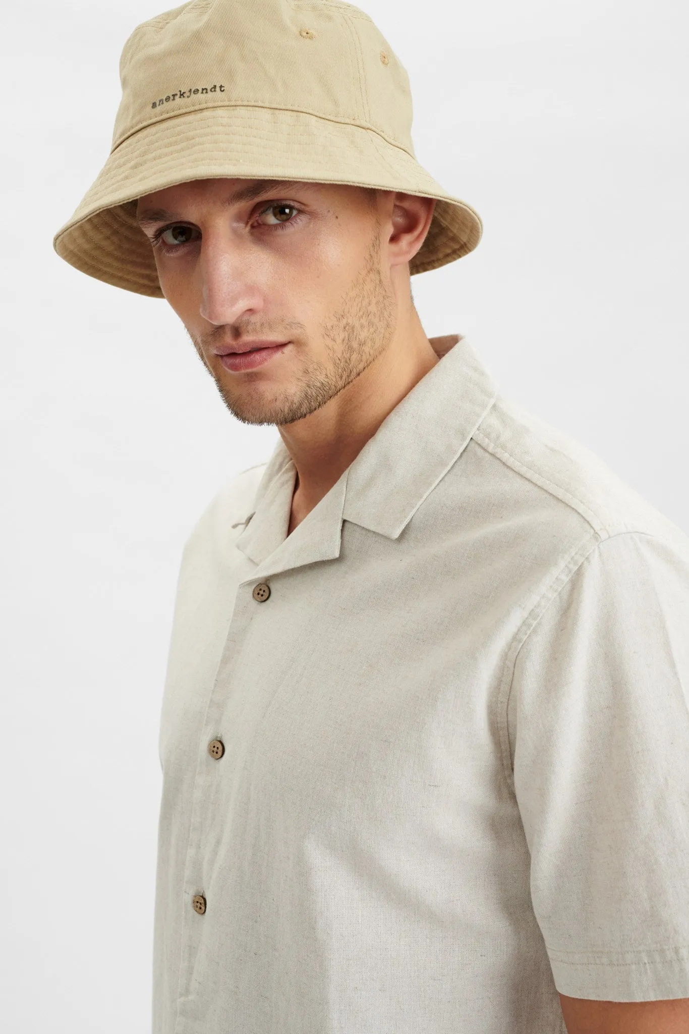 AKLEO COT/LINEN SS SHIRT - Brown Rice