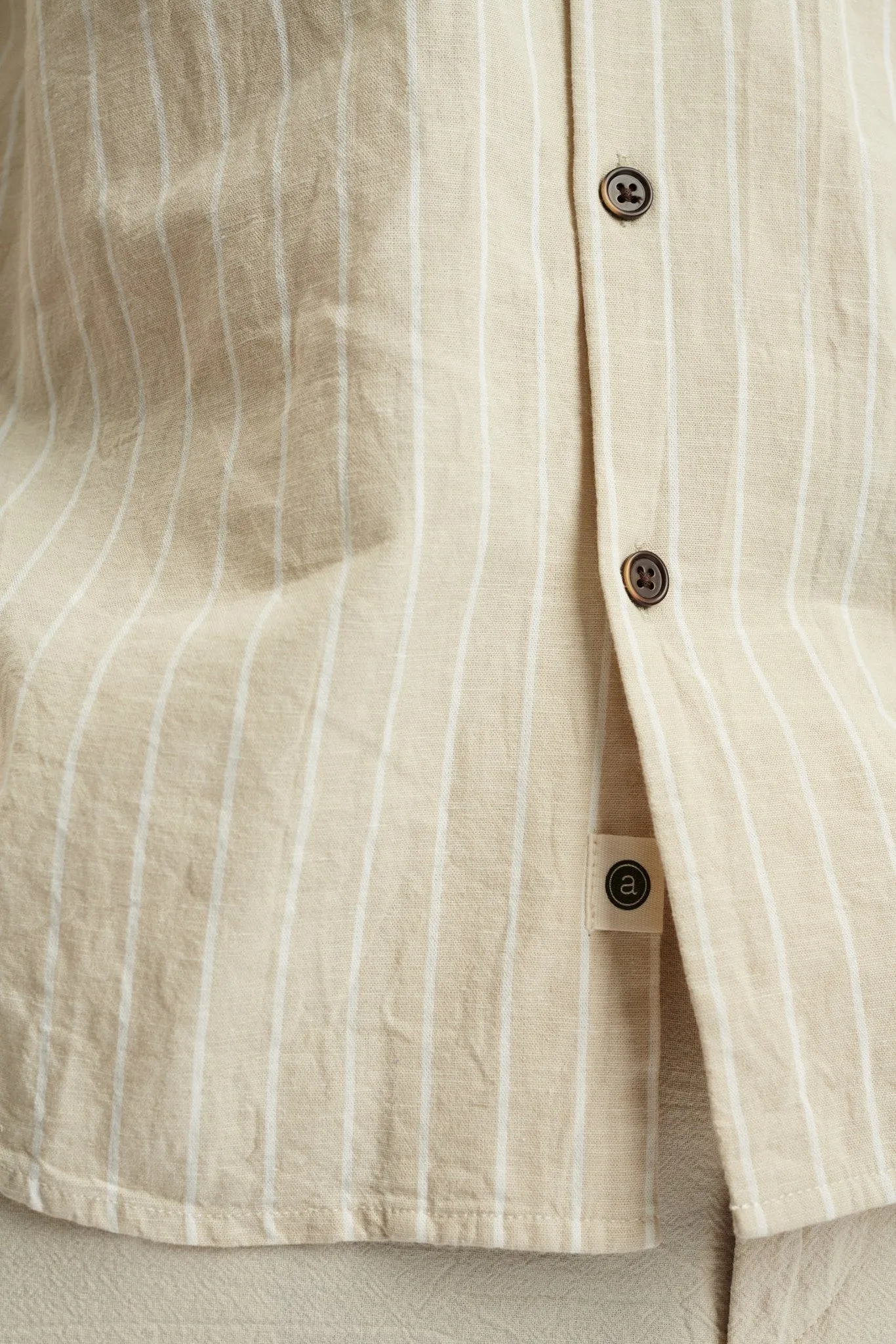 AKLEO STRIPE COTTON LINEN SHIRT - Brown Rice