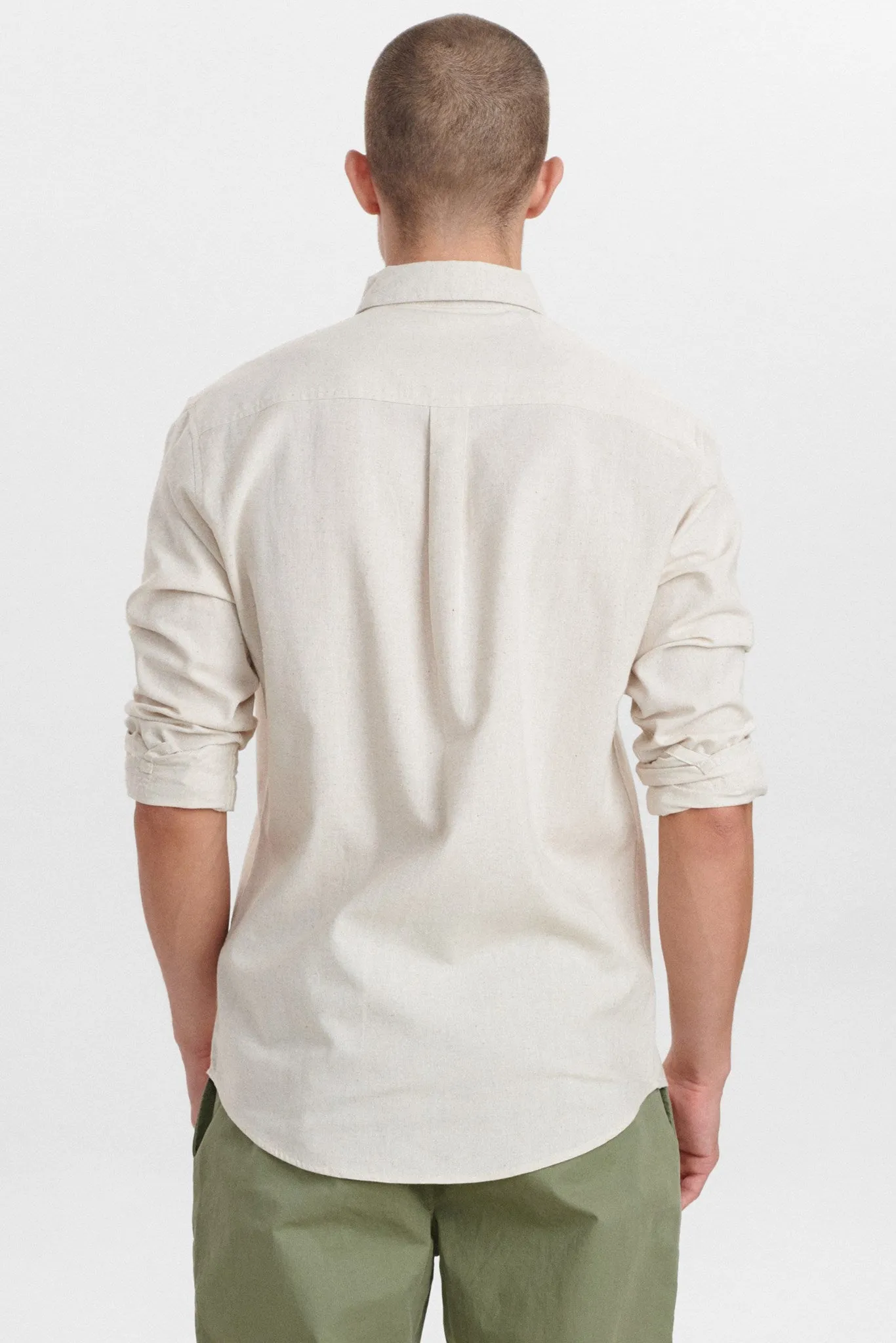 AKLOUIS COT/LINEN SHIRT - Brown Rice