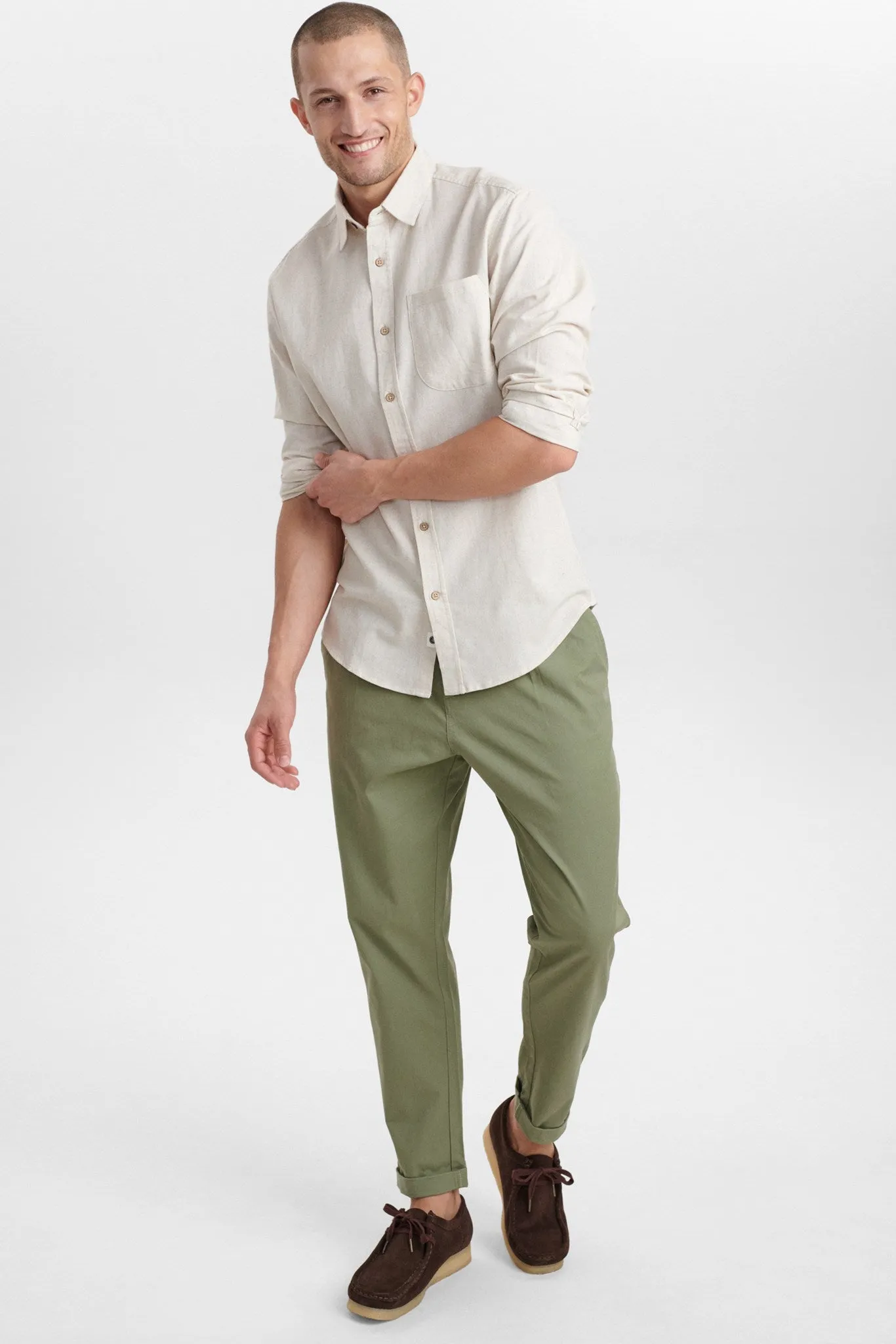 AKLOUIS COT/LINEN SHIRT - Brown Rice