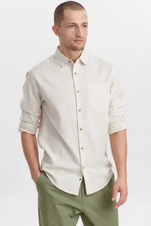 AKLOUIS COT/LINEN SHIRT - Brown Rice
