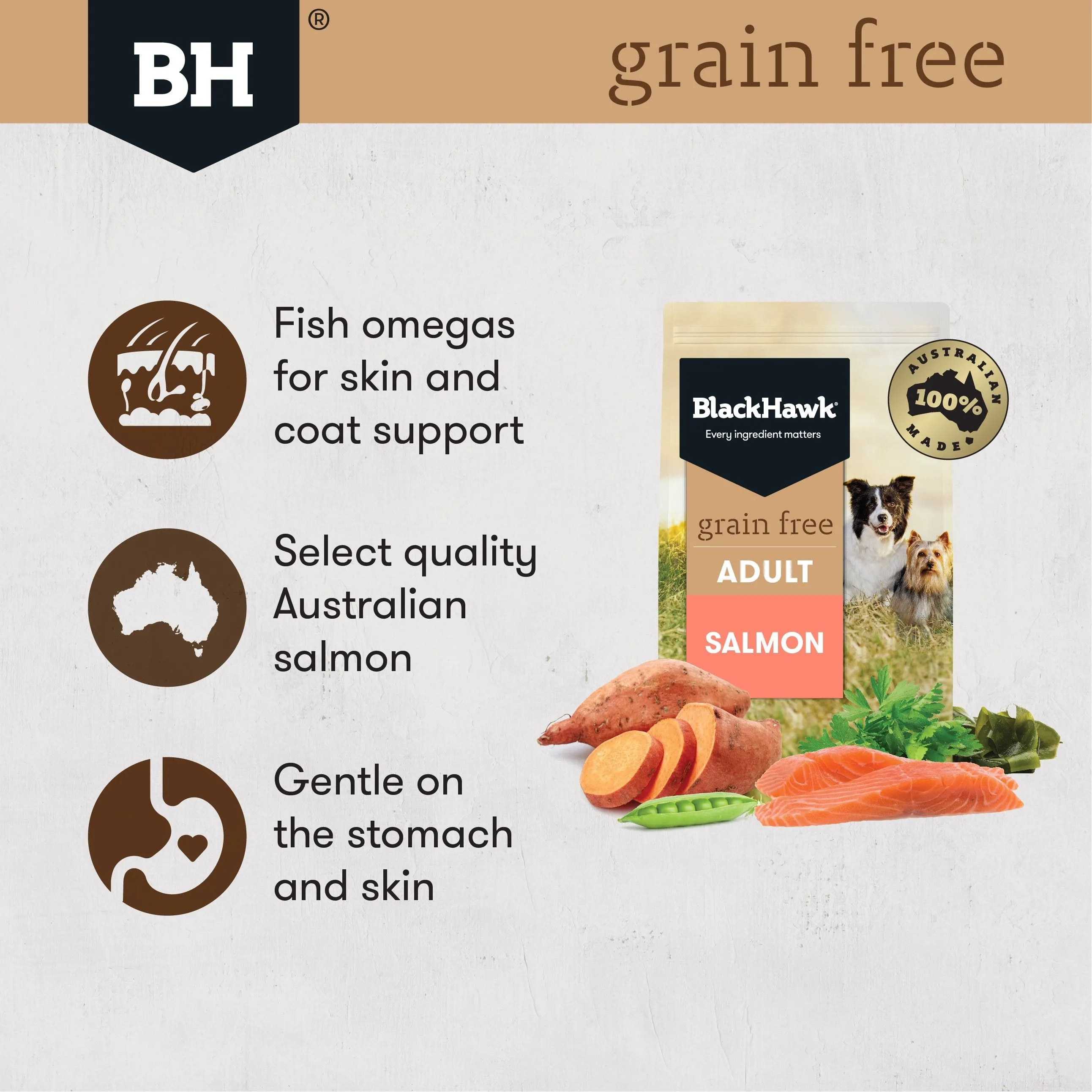 Black Hawk Grain Free Salmon Dry Dog Food 2.5kg