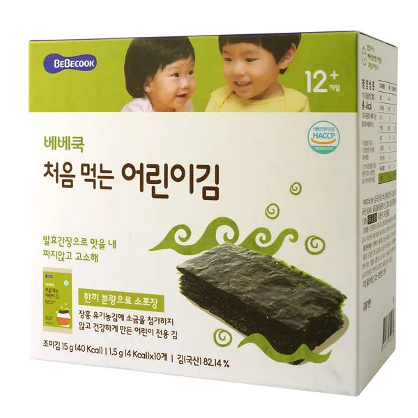 [Bundle of 4] BeBecook Junior's First Sun-Dried Seaweed (Original) 1.5g x 10ea - Exp: