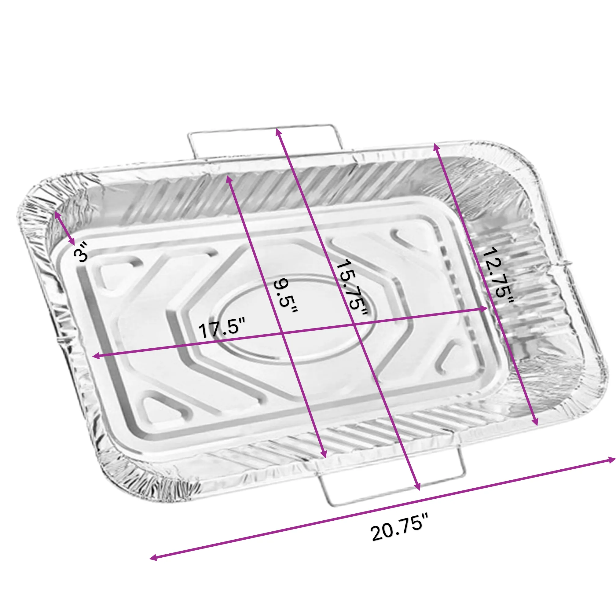 Disposable Aluminum 20.75X12.75X3 inches Full Size Pans with  Handle Rack With Lids
