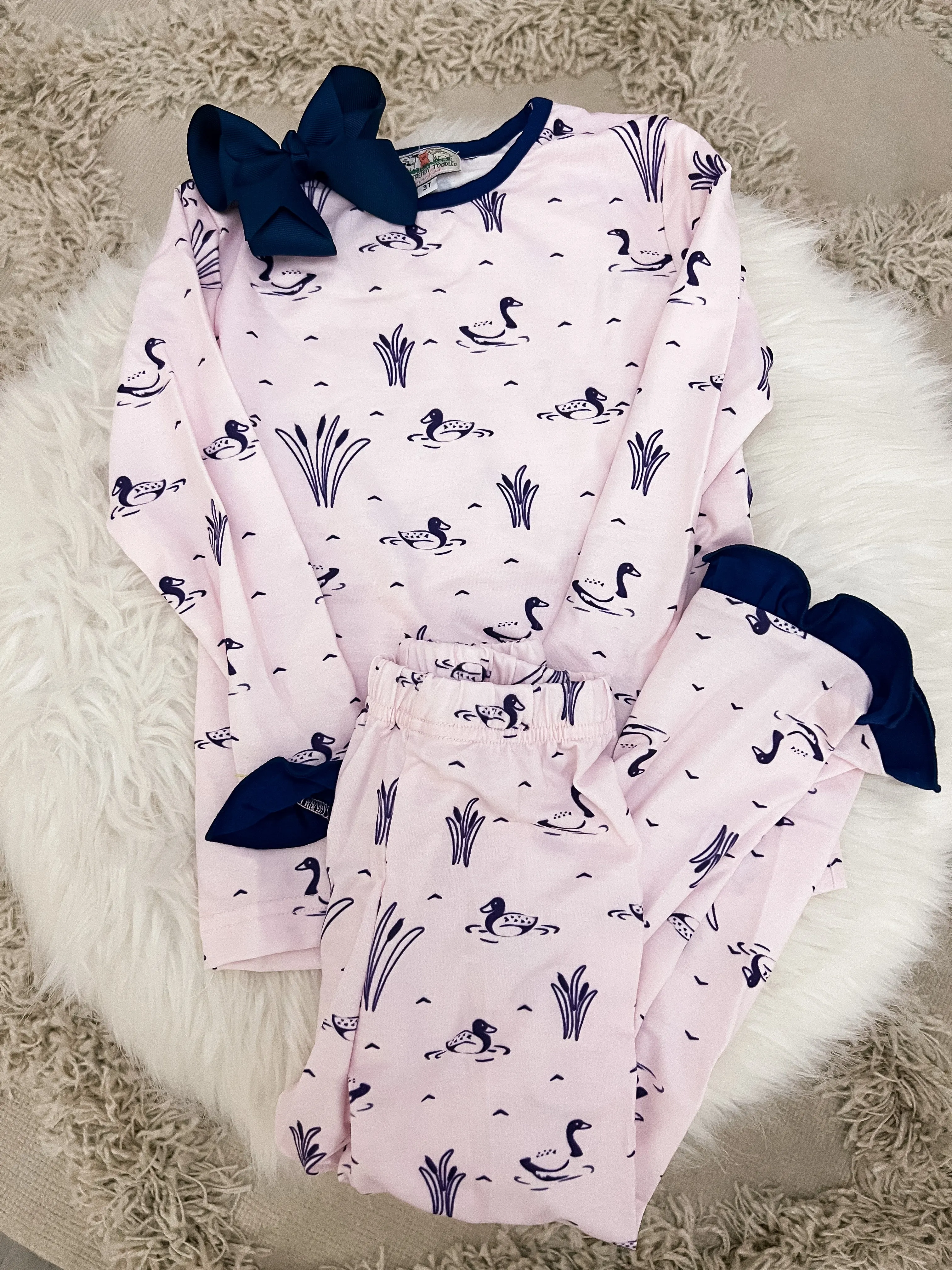 GIRLS CUSTOM DUCK PRINT 2 PIECE PAJAMAS