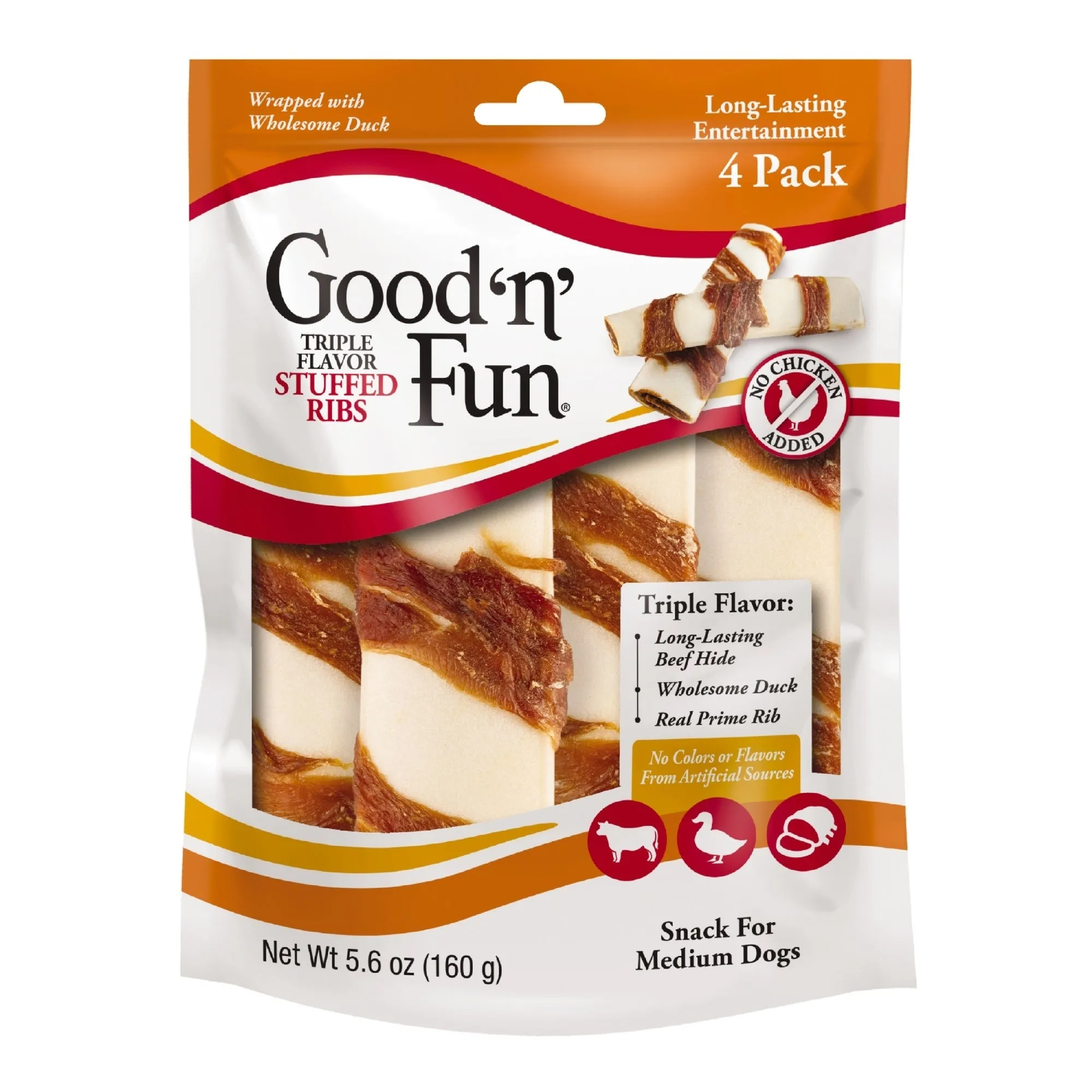Good 'N' Fun Triple Flavor Stuffed Ribs Beef/Duck/Pork 4Ct