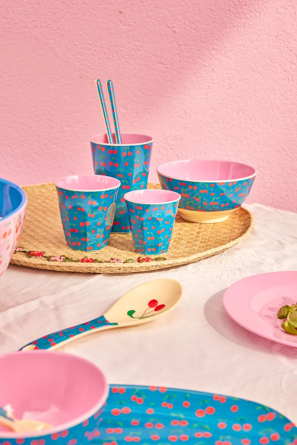 Medium Melamine Bowl - Cherry Love Print - 23.7oz
