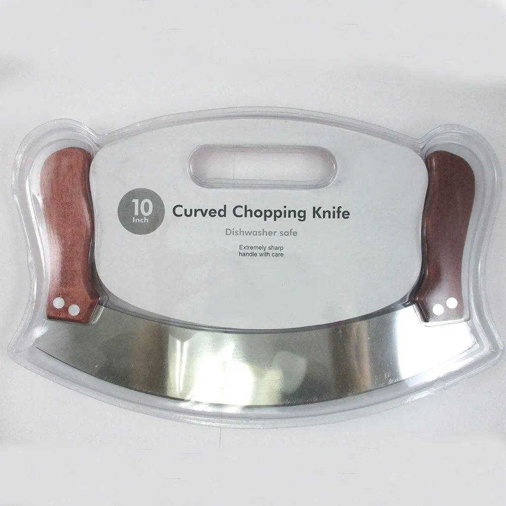 Mezzaluna Rocking Vegetable Chopper Mincing Curved Kife 10" Stainless Steel New