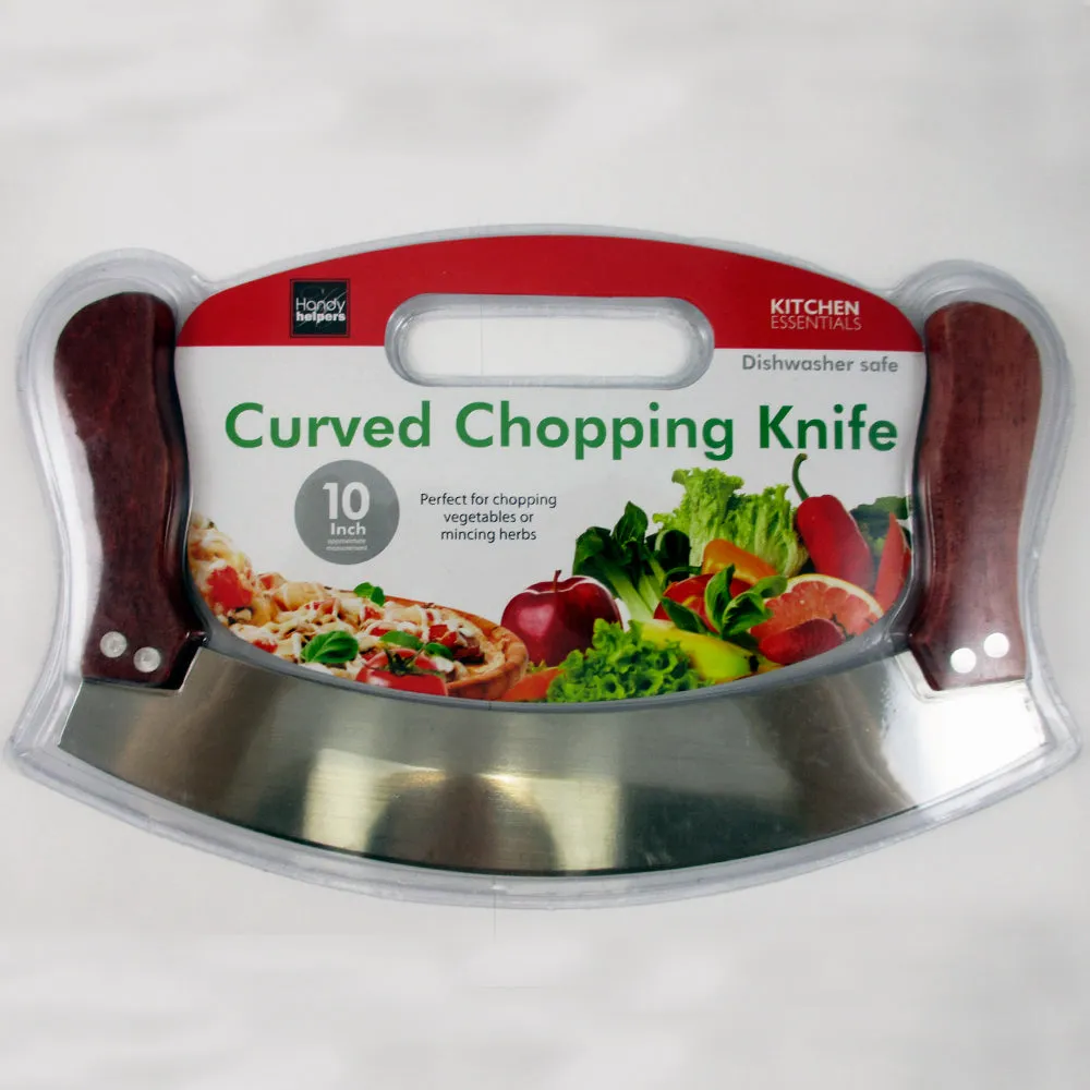 Mezzaluna Rocking Vegetable Chopper Mincing Curved Kife 10" Stainless Steel New