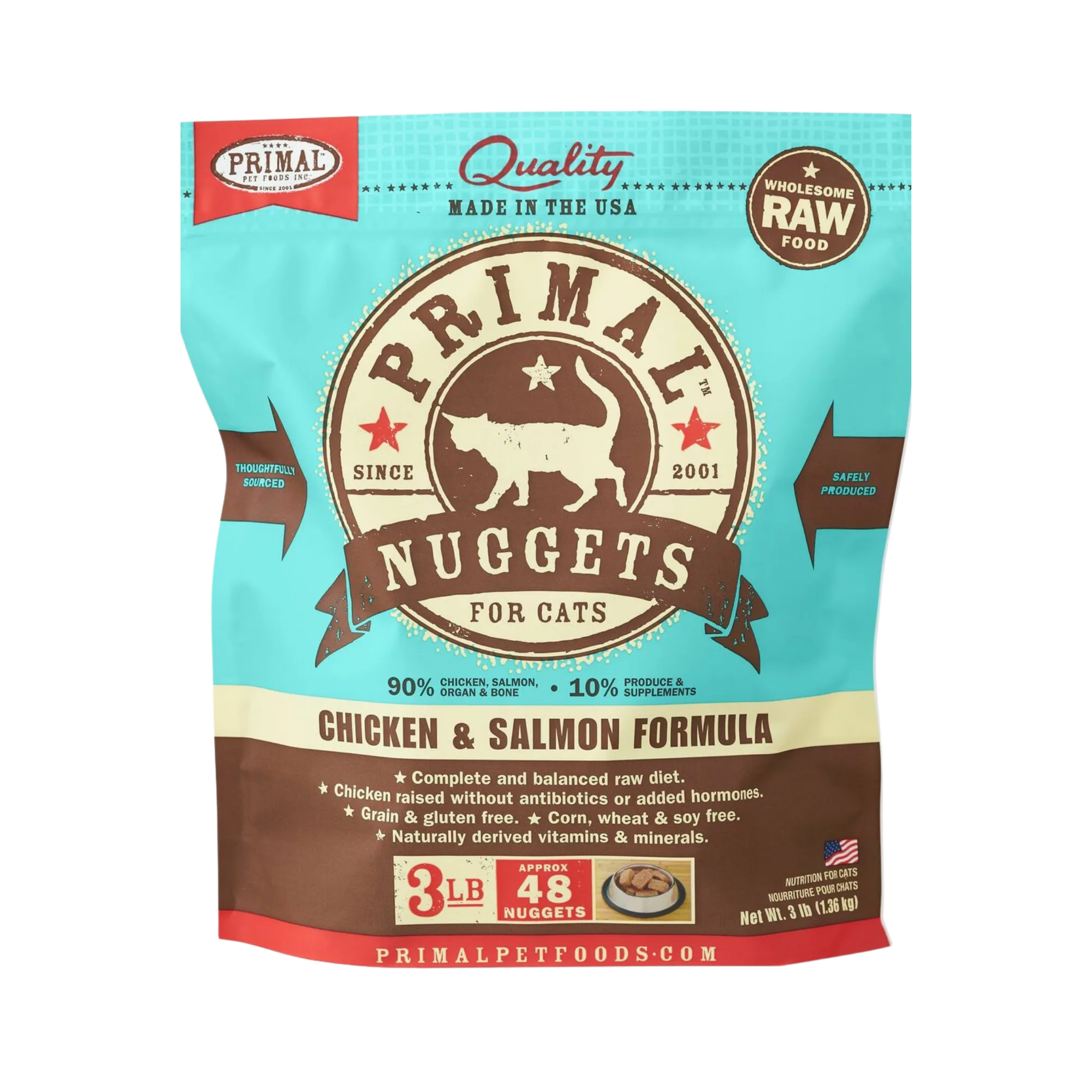 Primal Nuggets Chicken & Salmon Formula Raw Cat Food 3 lbs