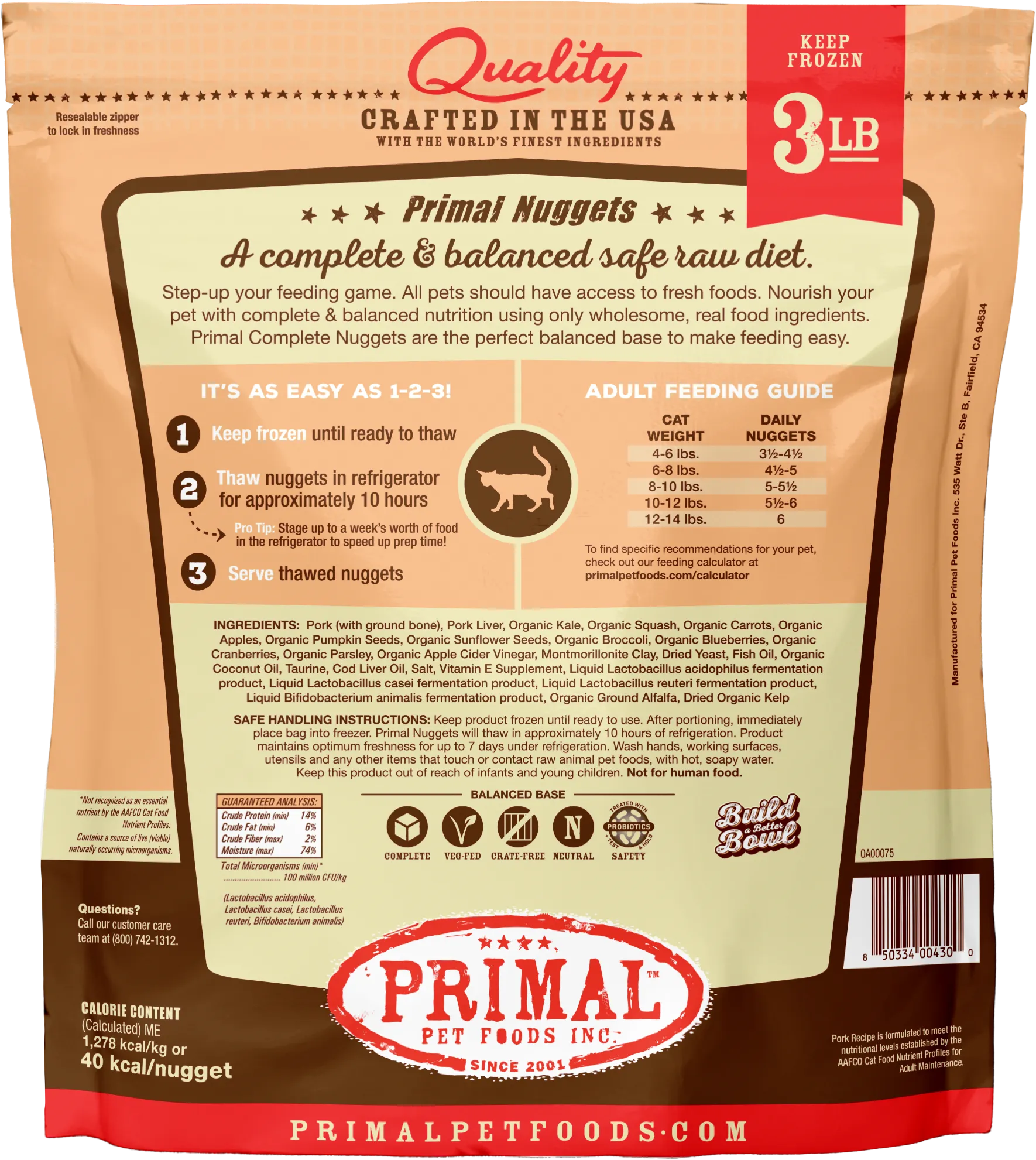 Primal Pork Formula Nuggets For Cats