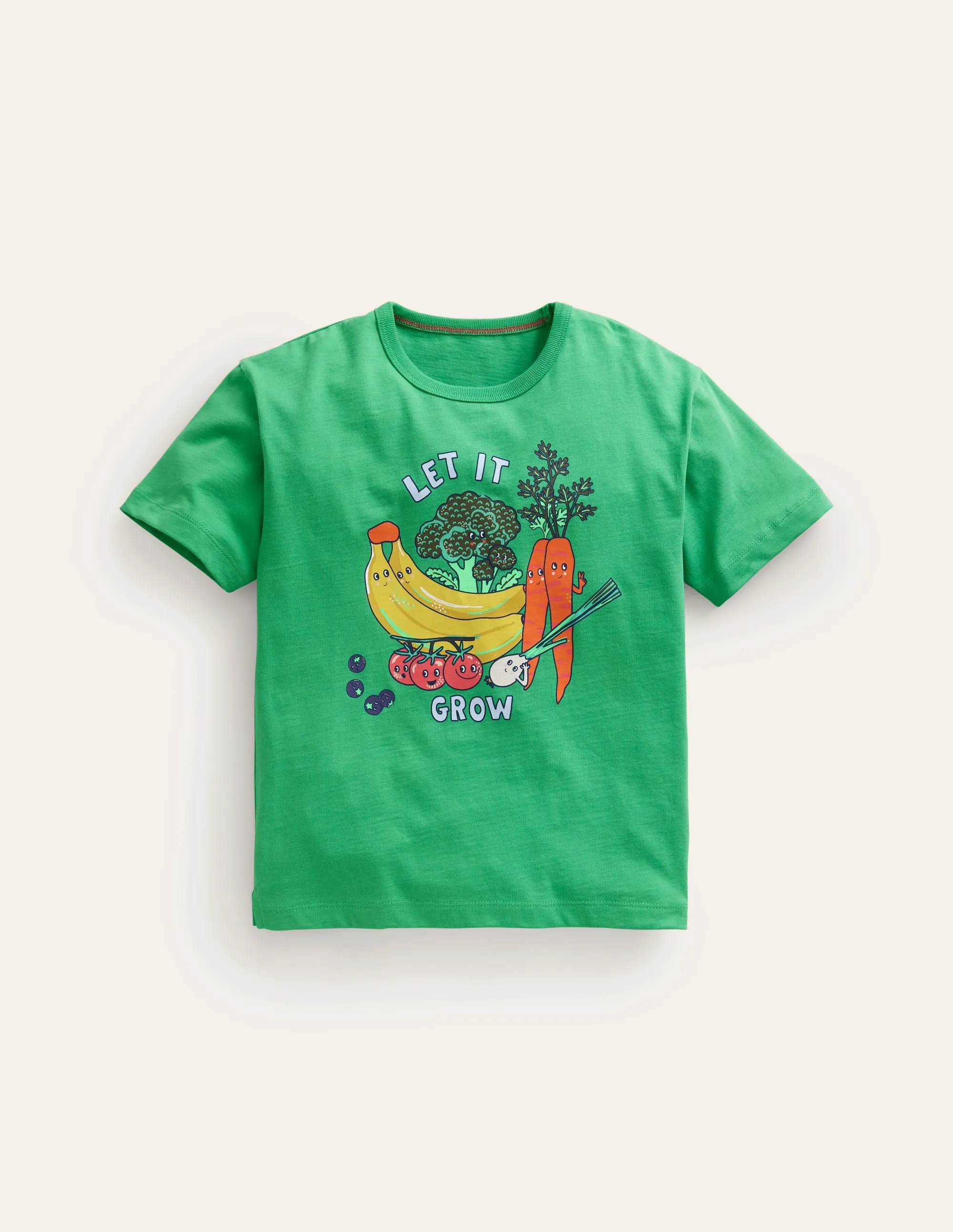 Relaxed Printed T-Shirt-Pea Green Veggies