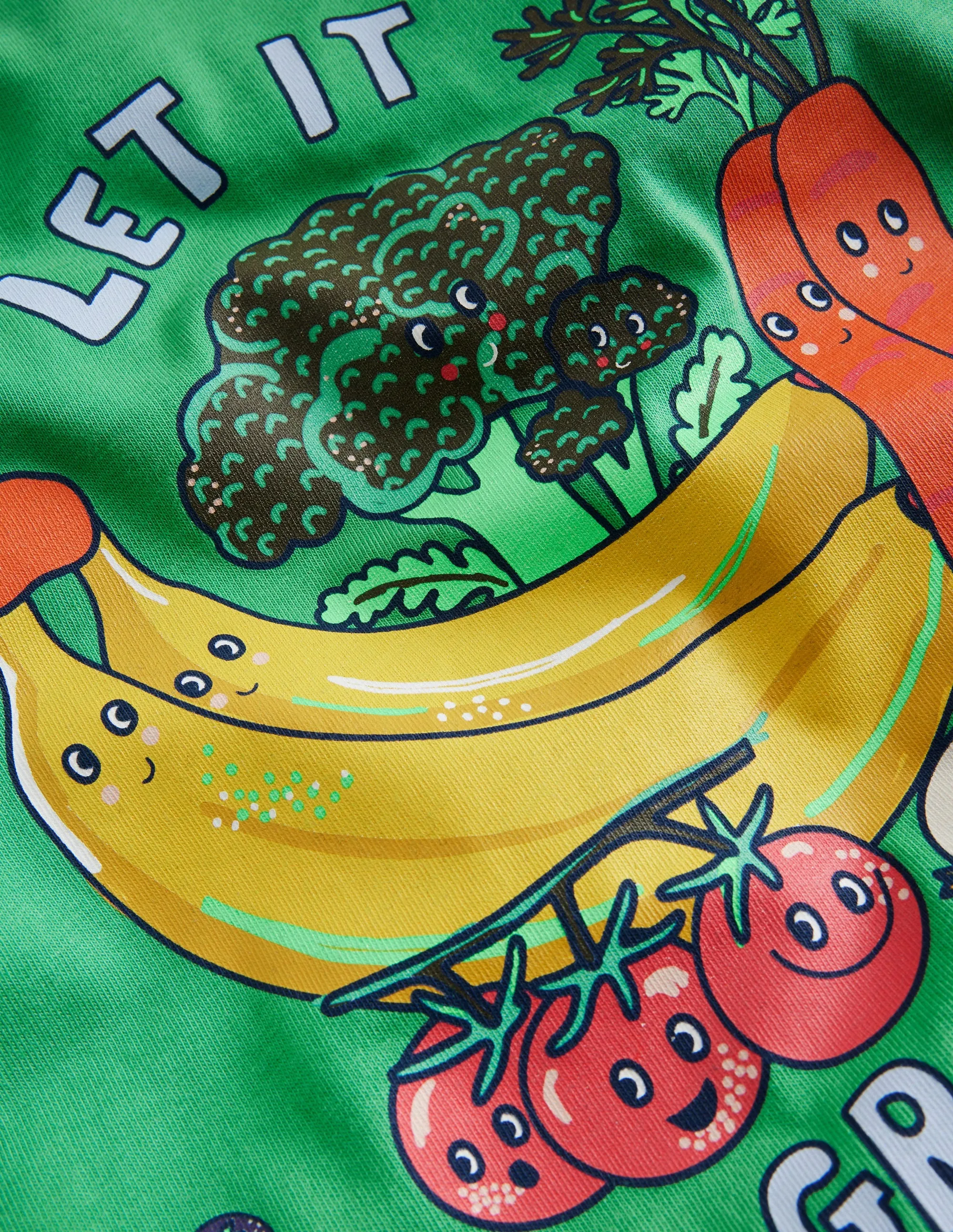 Relaxed Printed T-Shirt-Pea Green Veggies