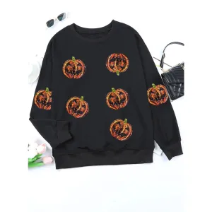 Sequin  Black Pumpkin Sweatshirt