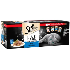 Sheba Fine Flakes Cat Pouches Fish Collection in Jelly (40x85g)