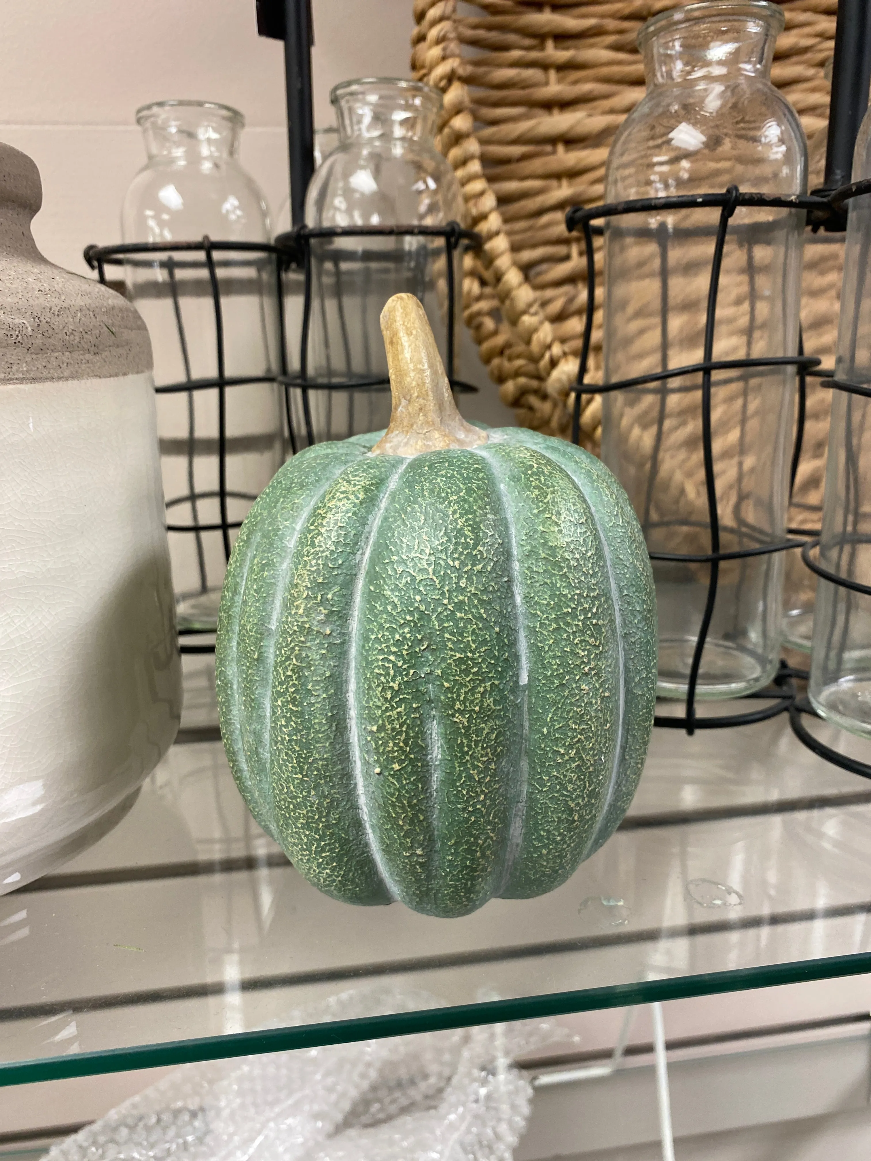 Terracotta Pumpkin - Jade with Gold Highlights