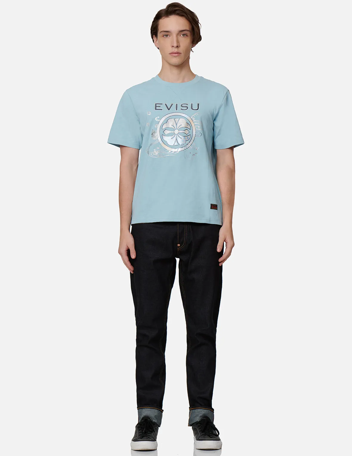 “The God of Fortune Riding Waves” Daicock Embroidery Carrot-Fit Jeans #2017