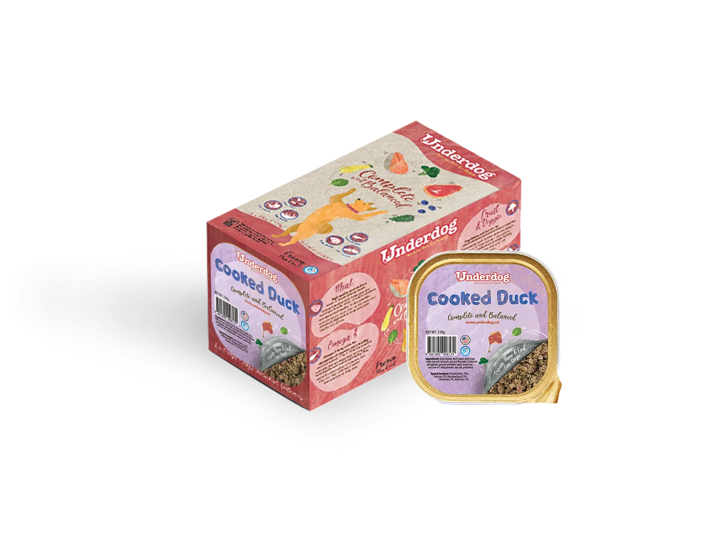 Underdog Cooked Duck Complete & Balanced Fresh Frozen Dog Food (150g)